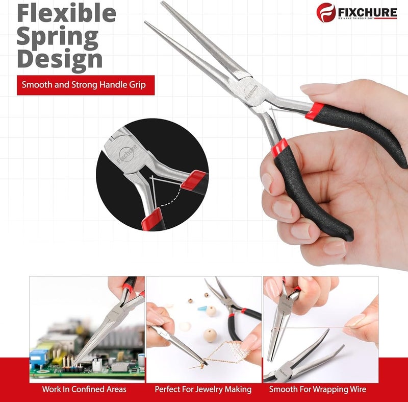 Fixchure 6" Long Needle Nose Pliers - Mini Jewelry Plier for Wire Wrapping, Handmade Craft, Non-Serrated with insulated Comfort Grip - Image 4
